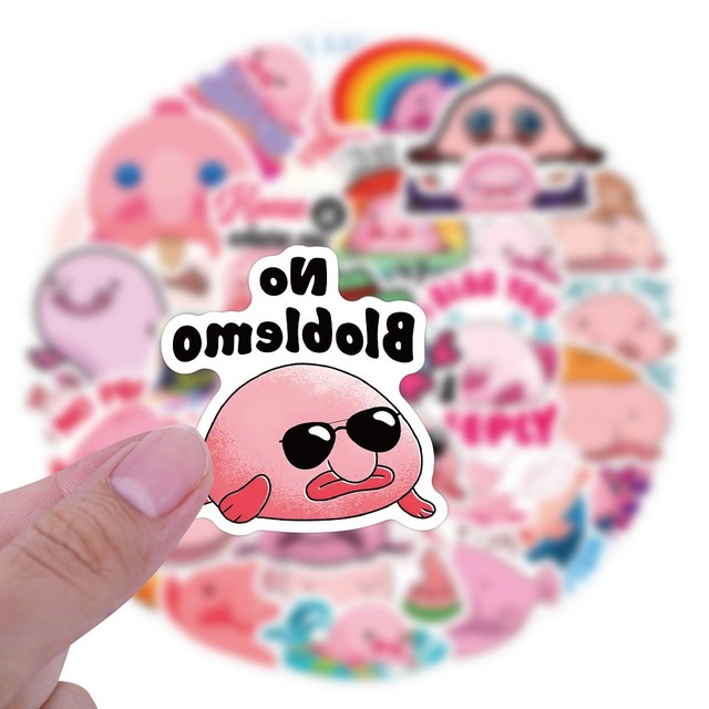 60Pcs Cartoon Pink Fish Blobfish Graffiti Stickers for DIY Scrapbook  Suitcase Water Bottle Phone Laptop Guitar Car Skateboard - AliExpress